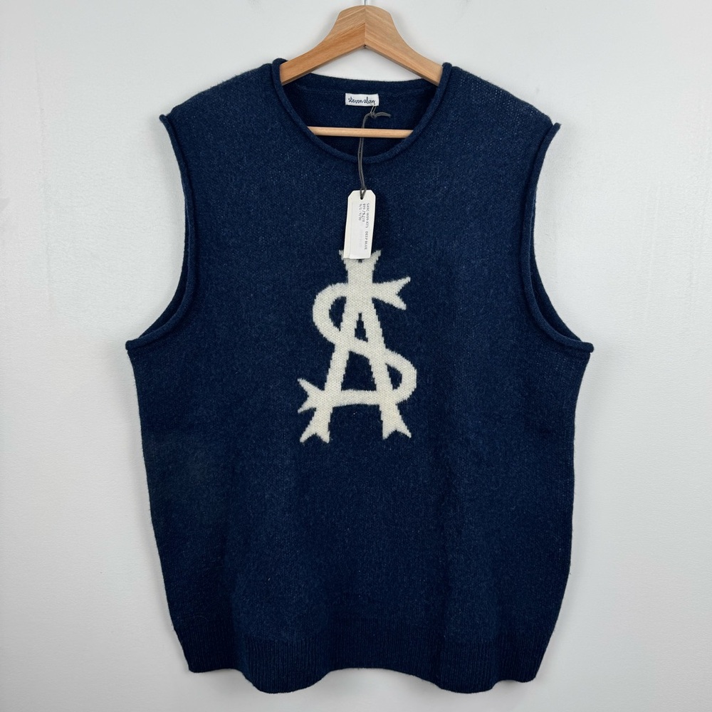 NWT Steven Alan Men Deep Blue Sweater Vest Size‎ Large